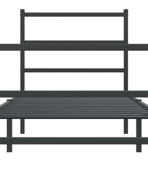 Încărcați imaginea în vizualizatorul Galerie, Cadru pat metalic cu tăblii de cap/picioare  negru, 80x200 cm - Lando
