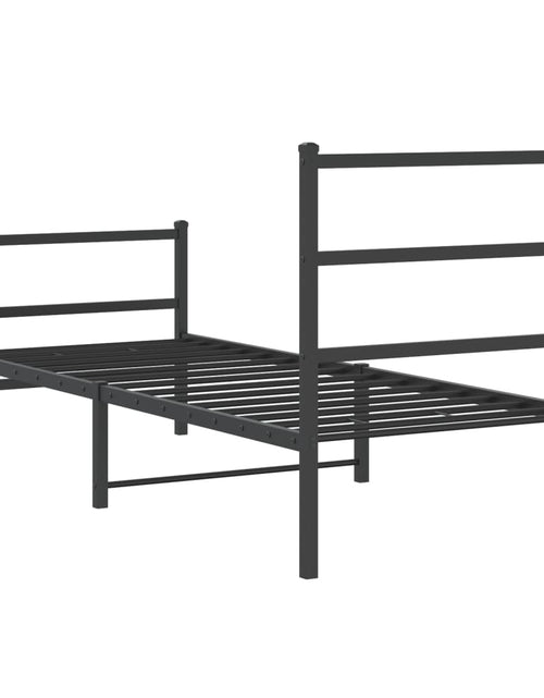 Încărcați imaginea în vizualizatorul Galerie, Cadru pat metalic cu tăblii de cap/picioare  negru, 80x200 cm - Lando
