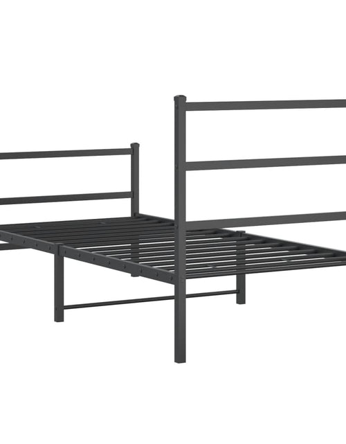 Încărcați imaginea în vizualizatorul Galerie, Cadru pat metalic cu tăblii de cap/picioare  negru, 90x190 cm - Lando

