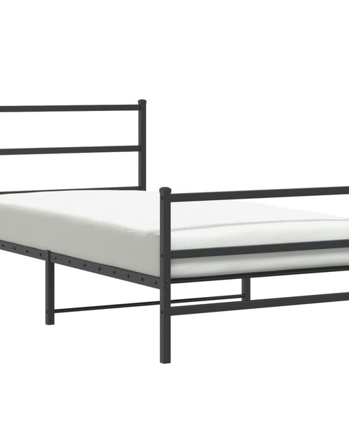 Încărcați imaginea în vizualizatorul Galerie, Cadru pat metalic cu tăblii de cap/picioare  negru, 100x190 cm - Lando
