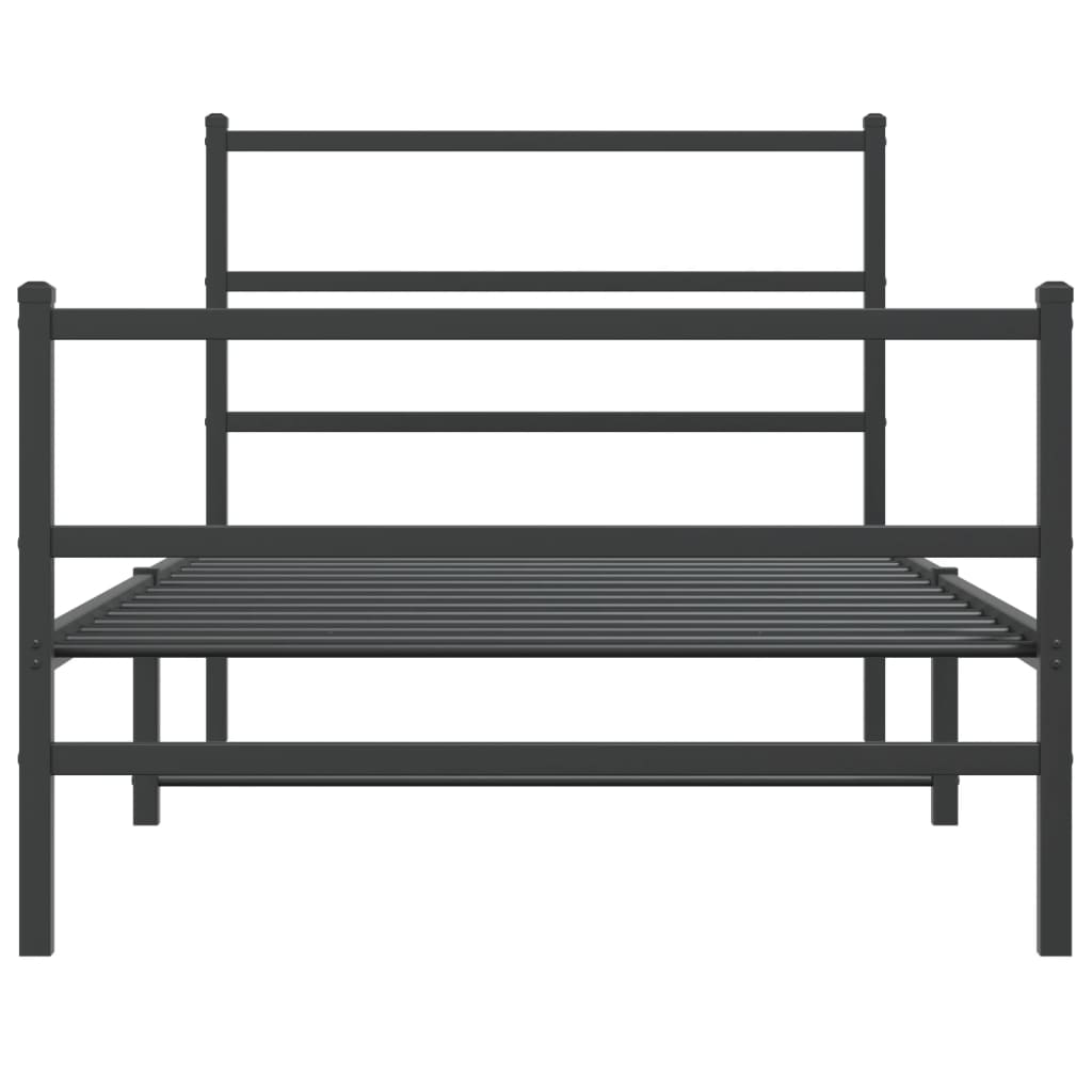 Cadru pat metalic cu tăblii de cap/picioare,  negru, 107x203 cm - Lando