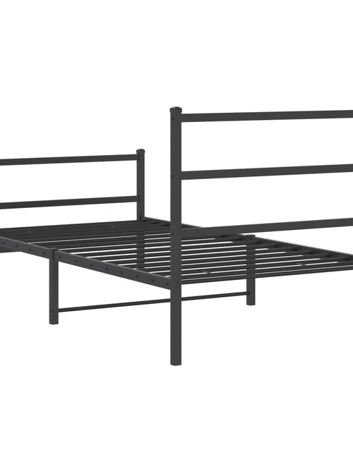 Încărcați imaginea în vizualizatorul Galerie, Cadru pat metalic cu tăblii de cap/picioare,  negru, 107x203 cm - Lando
