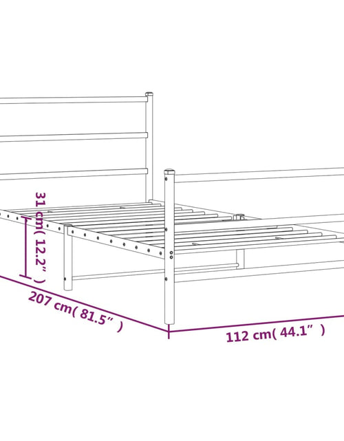 Загрузите изображение в средство просмотра галереи, Cadru pat metalic cu tăblii de cap/picioare,  negru, 107x203 cm - Lando
