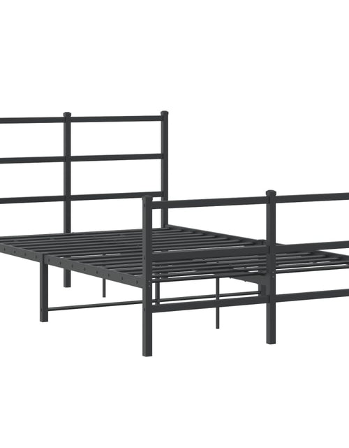 Încărcați imaginea în vizualizatorul Galerie, Cadru pat metalic cu tăblie de cap/picioare  negru, 120x190 cm - Lando
