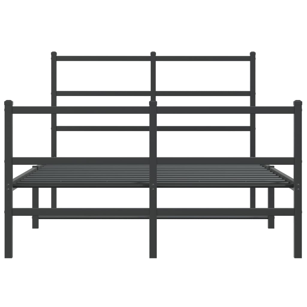 Cadru pat metalic cu tăblie de cap/picioare  negru, 120x190 cm - Lando
