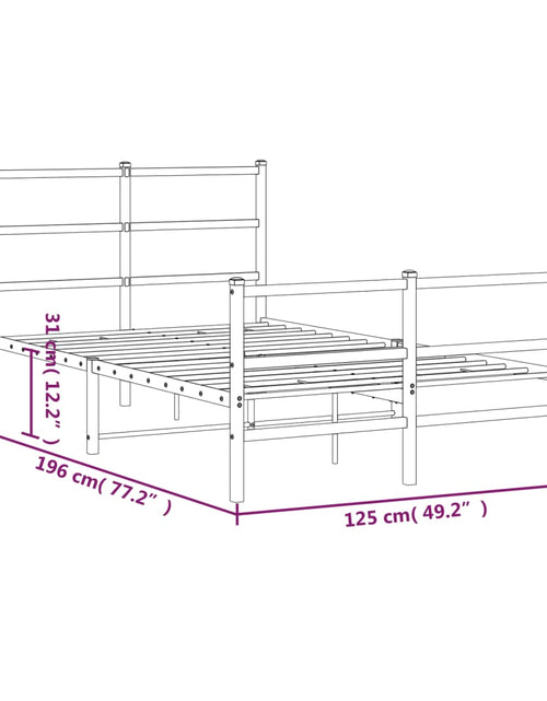 Încărcați imaginea în vizualizatorul Galerie, Cadru pat metalic cu tăblie de cap/picioare  negru, 120x190 cm - Lando

