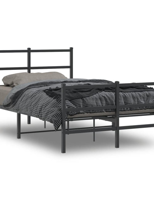 Încărcați imaginea în vizualizatorul Galerie, Cadru pat metalic cu tăblie de cap/picioare , negru, 120x200 cm - Lando
