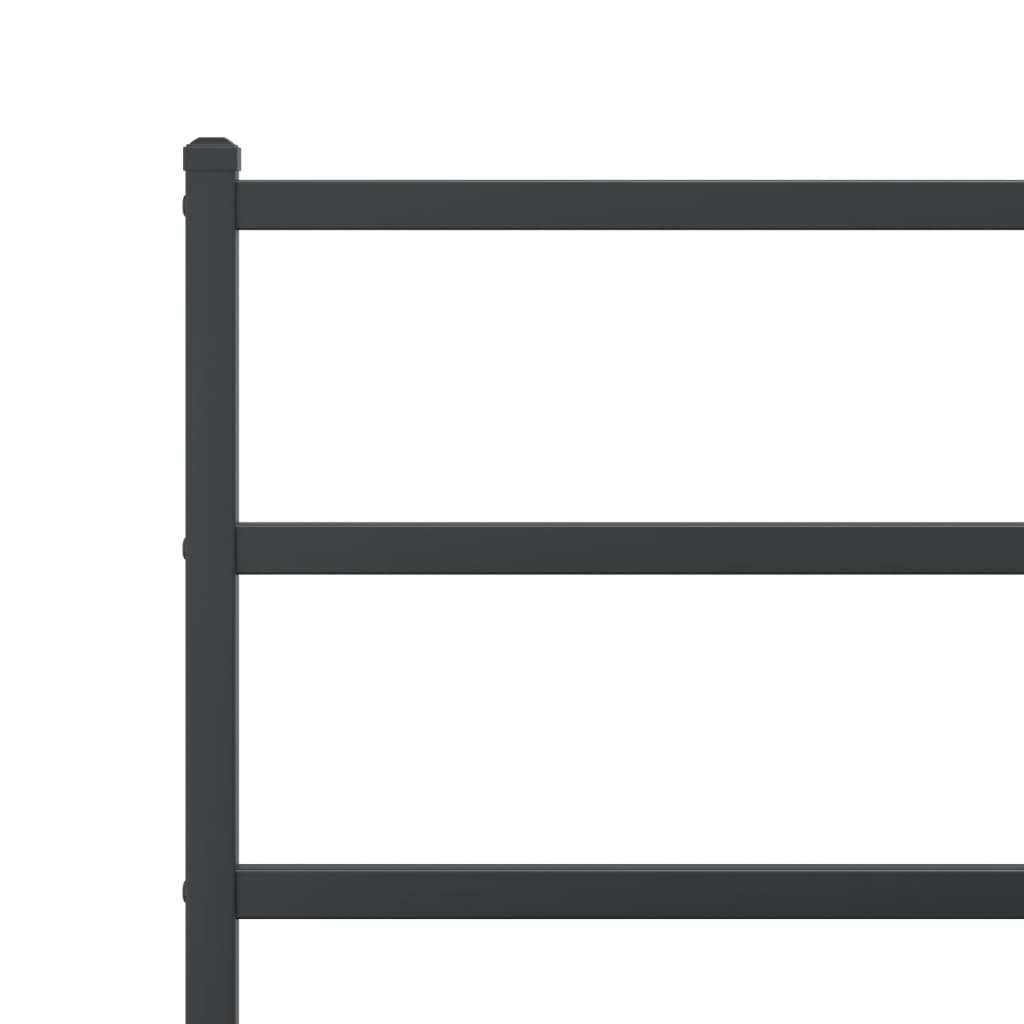 Cadru pat metalic cu tăblie de cap/picioare , negru, 140x190 cm - Lando