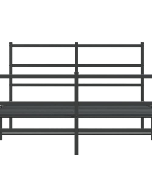 Загрузите изображение в средство просмотра галереи, Cadru pat metalic cu tăblie de cap/picioare , negru, 140x200 cm - Lando
