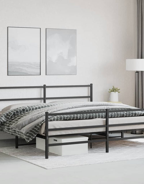 Încărcați imaginea în vizualizatorul Galerie, Cadru pat metalic cu tăblii de cap/picioare, negru, 200x200 cm - Lando

