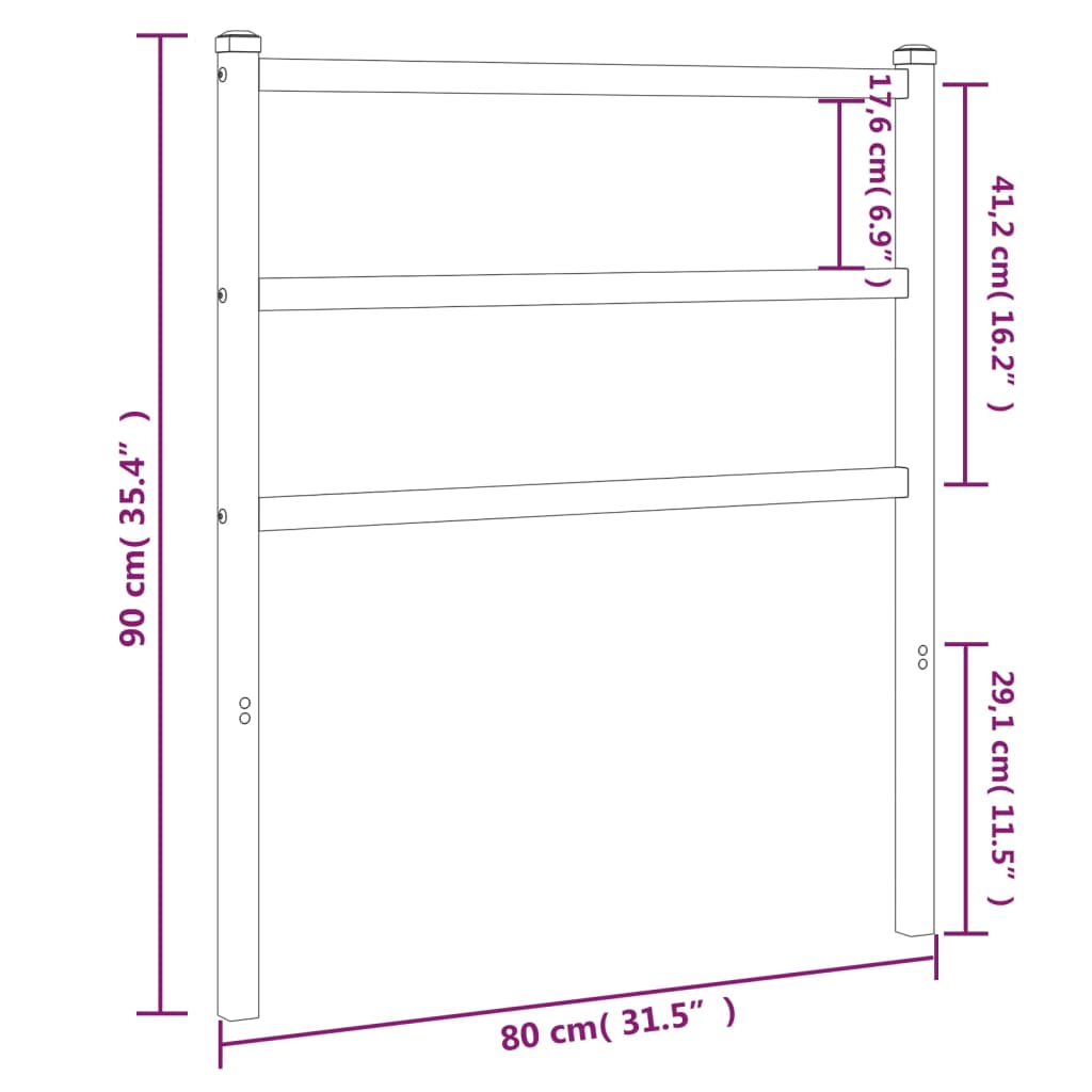 Tăblie de pat metalică, negru, 75 cm - Lando