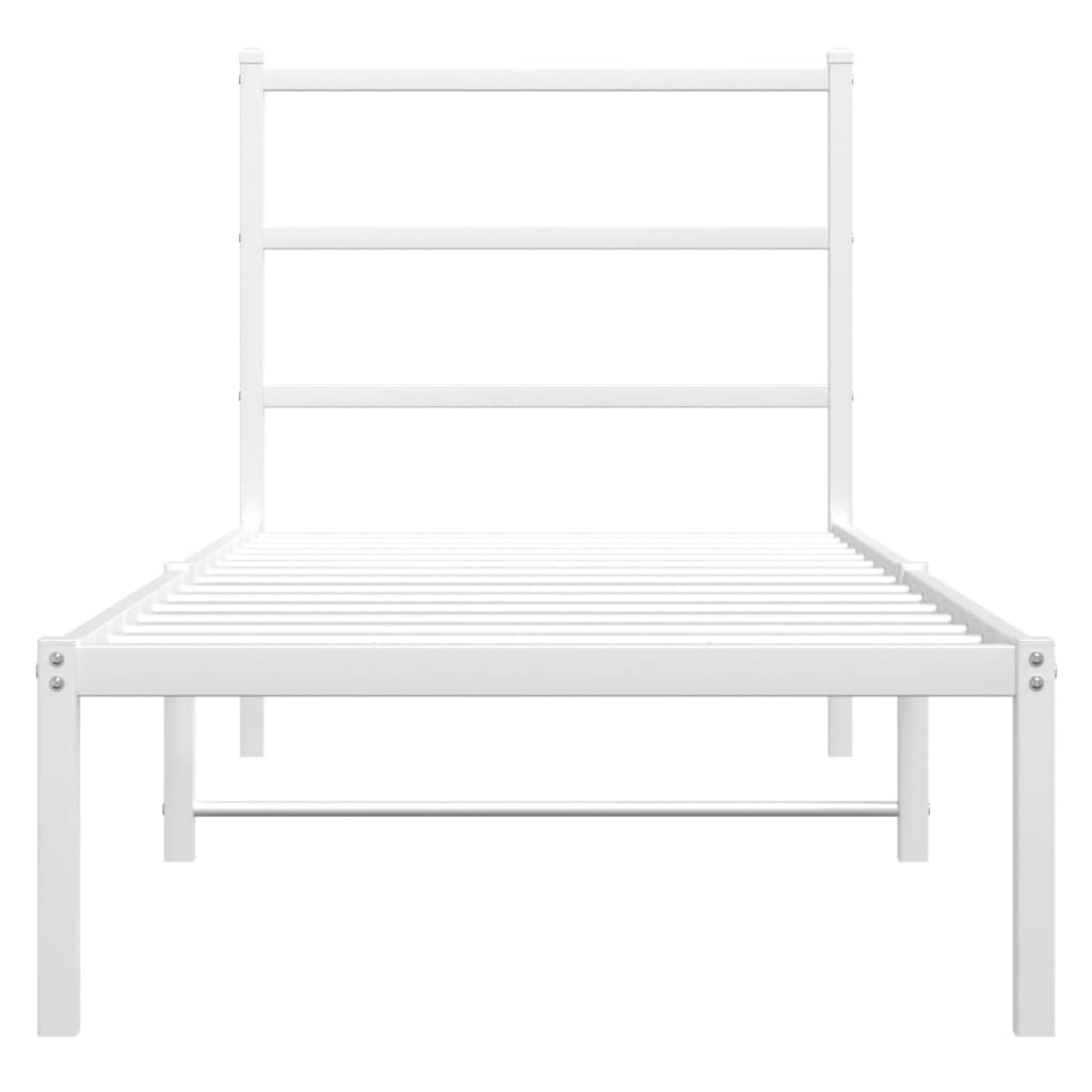 Cadru de pat metalic cu tăblie, alb, 80x200 cm - Lando