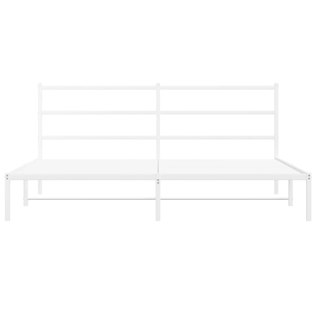 Cadru de pat metalic cu tăblie, alb, 180x200 cm - Lando