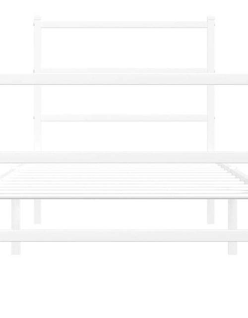 Încărcați imaginea în vizualizatorul Galerie, Cadru de pat metalic cu tăblie de cap/picioare  alb, 75x190 cm - Lando
