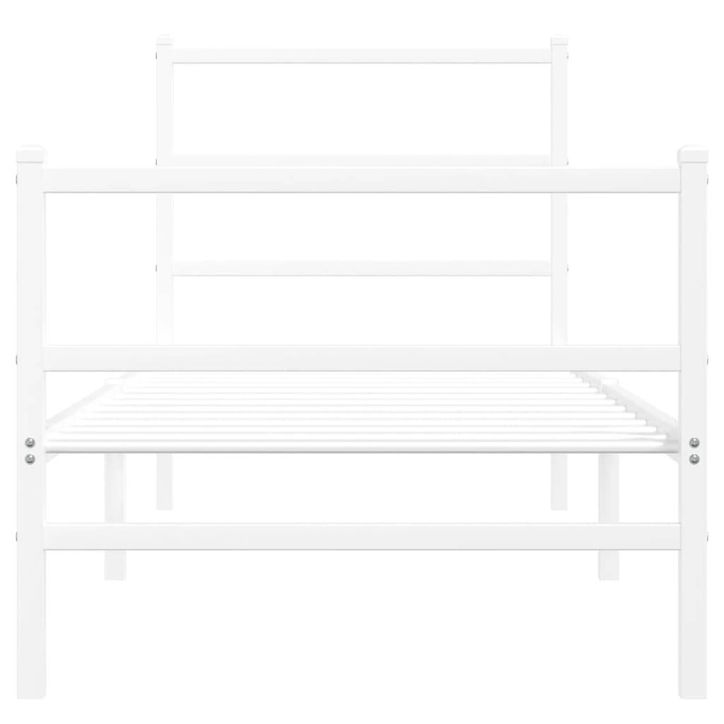 Cadru de pat metalic cu tăblie de cap/picioare  alb, 75x190 cm - Lando