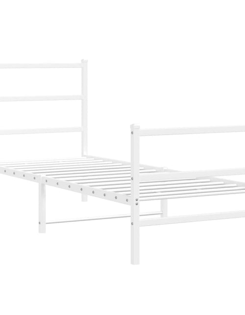 Încărcați imaginea în vizualizatorul Galerie, Cadru de pat metalic cu tăblie de cap/picioare  alb, 80x200 cm - Lando

