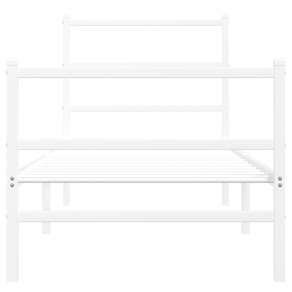 Cadru de pat metalic cu tăblie de cap/picioare  alb, 80x200 cm - Lando