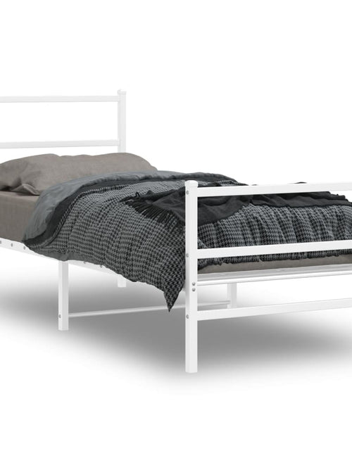 Încărcați imaginea în vizualizatorul Galerie, Cadru de pat metalic cu tăblie de cap/picioare  alb, 80x200 cm - Lando

