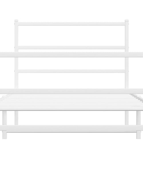 Încărcați imaginea în vizualizatorul Galerie, Cadru de pat metalic cu tăblie de cap/picioare  alb, 100x190 cm - Lando
