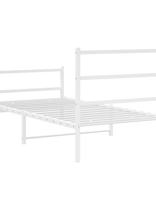 Încărcați imaginea în vizualizatorul Galerie, Cadru de pat metalic cu tăblie de cap/picioare  alb 107x203 cm - Lando
