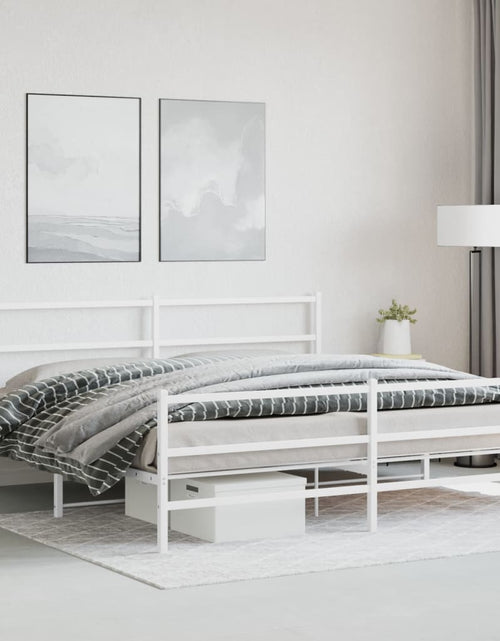 Încărcați imaginea în vizualizatorul Galerie, Cadru pat metalic cu tăblie de cap/picioare , alb, 180x200 cm - Lando
