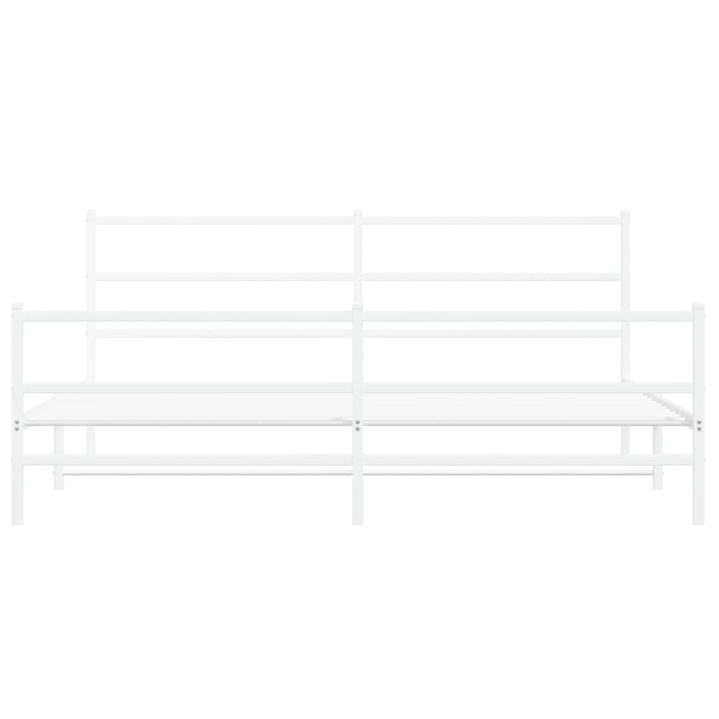Cadru pat metalic cu tăblie de cap/picioare , alb, 180x200 cm - Lando