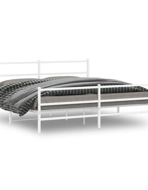 Încărcați imaginea în vizualizatorul Galerie, Cadru pat metalic cu tăblie de cap/picioare , alb, 183x213 cm - Lando
