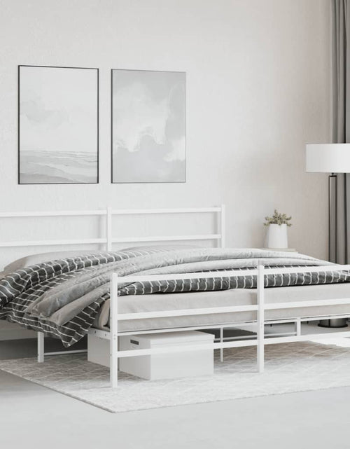 Încărcați imaginea în vizualizatorul Galerie, Cadru pat metalic cu tăblie de cap/picioare , alb, 193x203 cm - Lando
