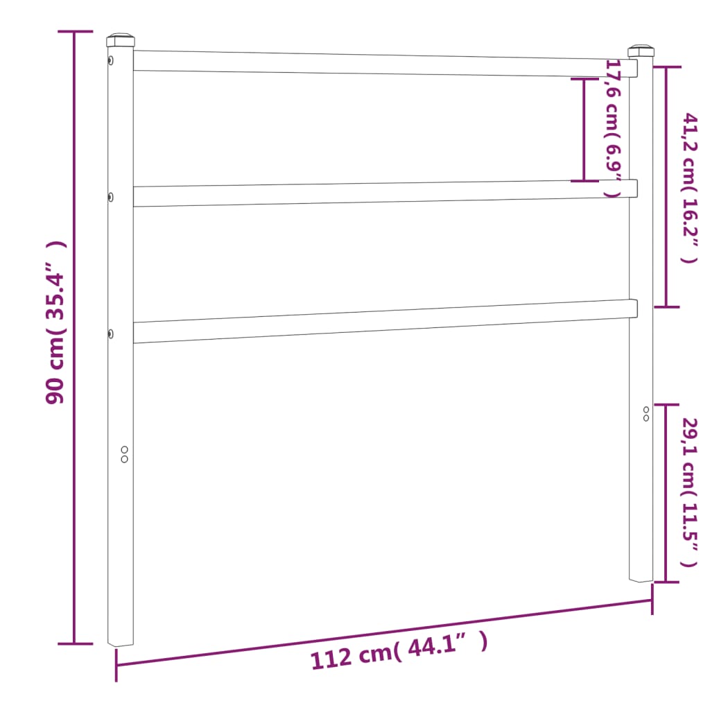 Tăblie de pat metalică, alb, 107 cm - Lando