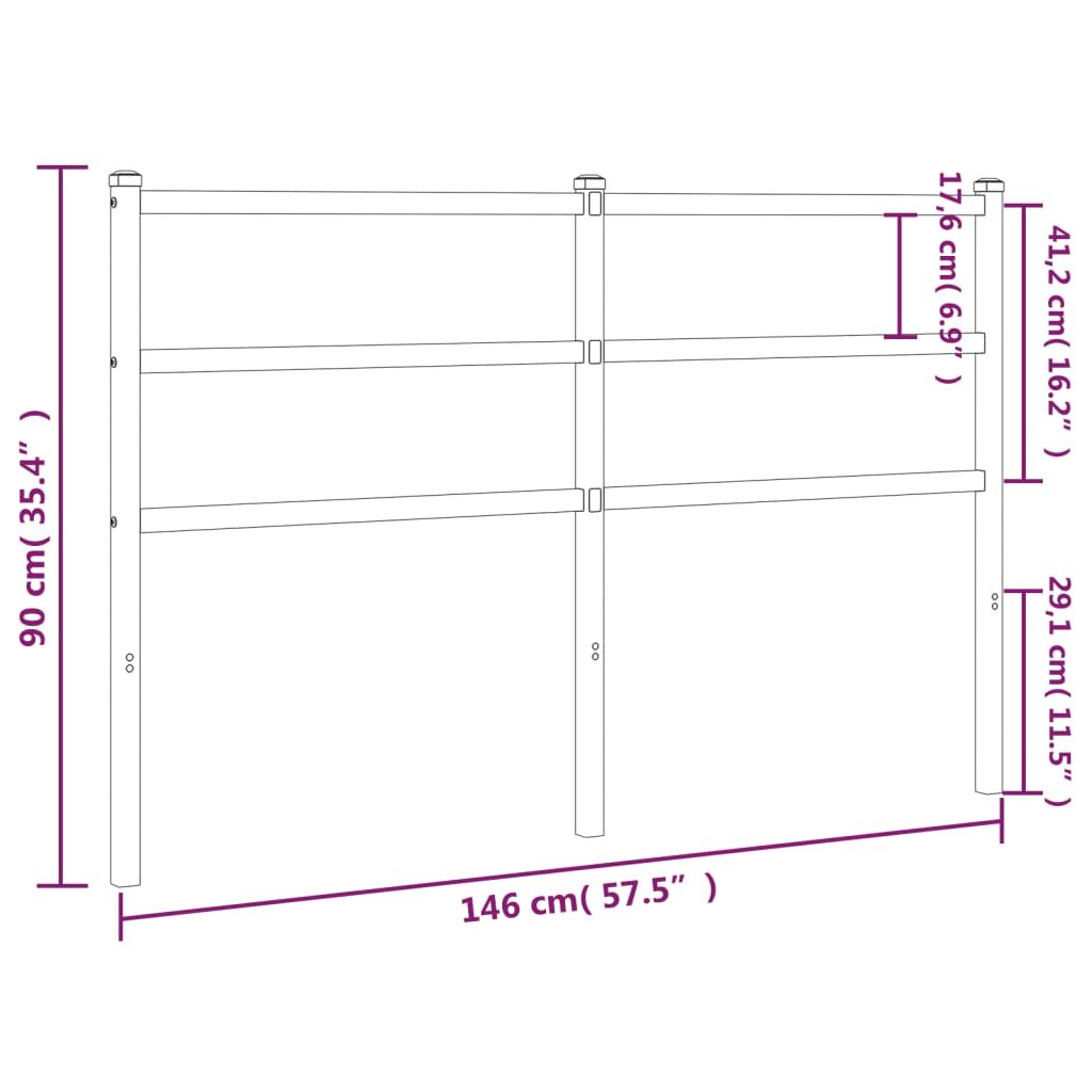 Tăblie de pat metalică, alb, 140 cm - Lando