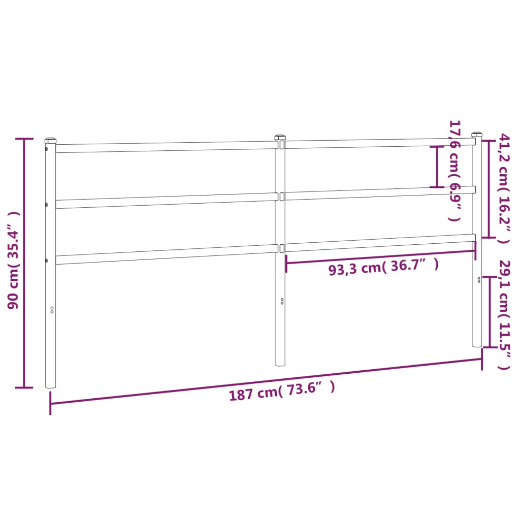 Tăblie de pat metalică, alb, 180 cm - Lando