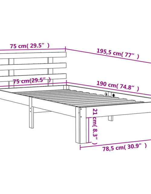 Încărcați imaginea în vizualizatorul Galerie, Cadru de pat cu tăblie, maro ceruit, 75x190 cm, lemn masiv pin - Lando

