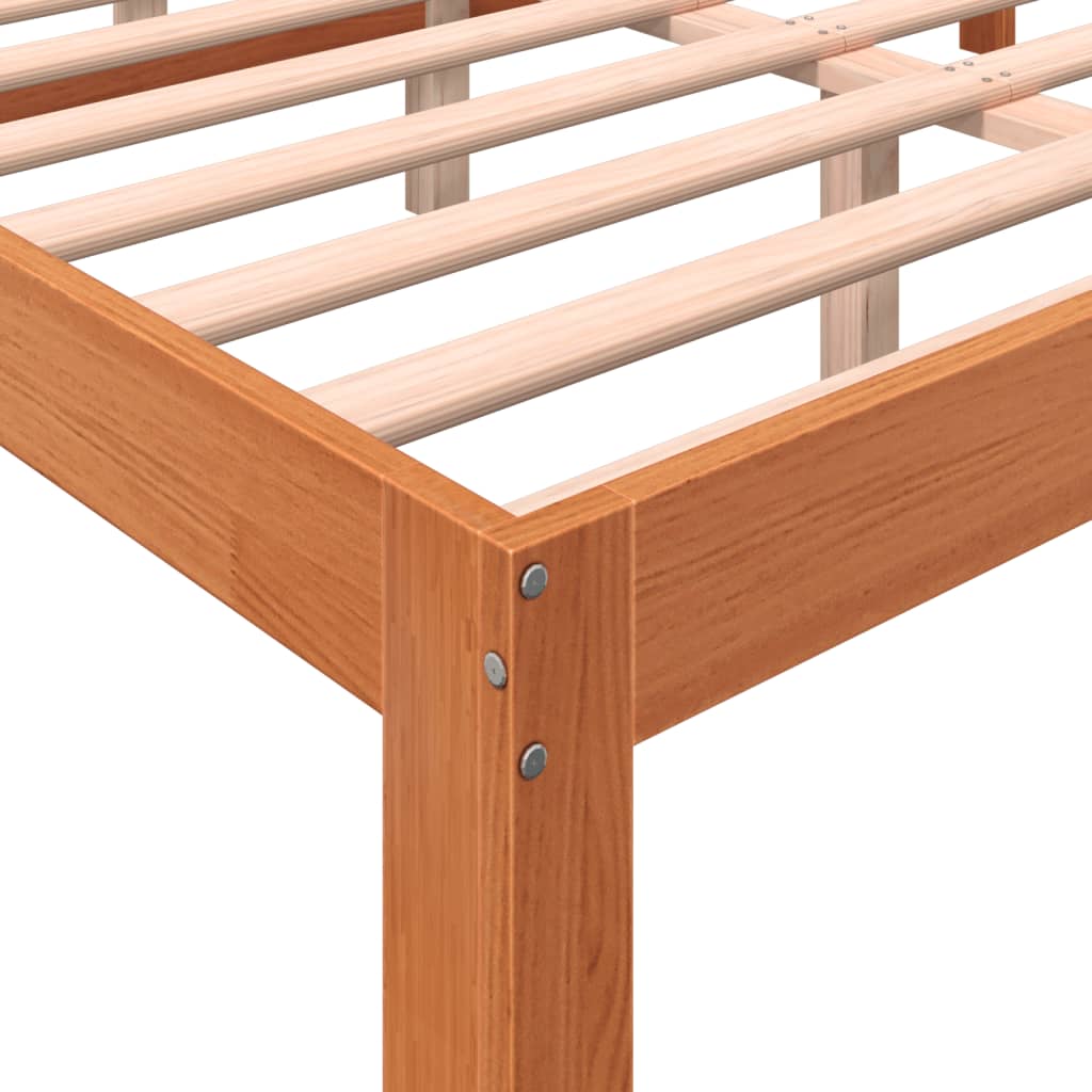 Cadru de pat cu tăblie, maro ceruit, 120x190 cm, lemn masiv pin - Lando