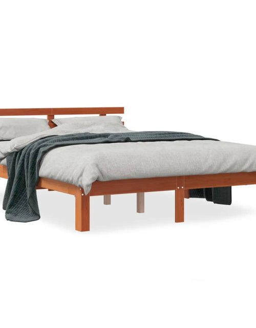 Încărcați imaginea în vizualizatorul Galerie, Cadru de pat cu tăblie, maro ceruit, 120x190 cm, lemn masiv pin - Lando
