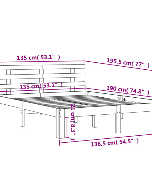 Încărcați imaginea în vizualizatorul Galerie, Cadru de pat cu tăblie, maro ceruit, 135x190 cm, lemn masiv pin - Lando
