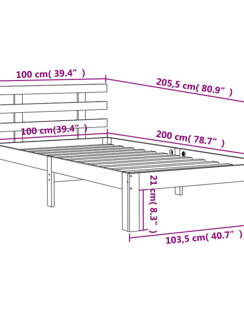 Încărcați imaginea în vizualizatorul Galerie, Cadru de pat cu tăblie, maro ceruit, 100x200 cm, lemn masiv pin - Lando
