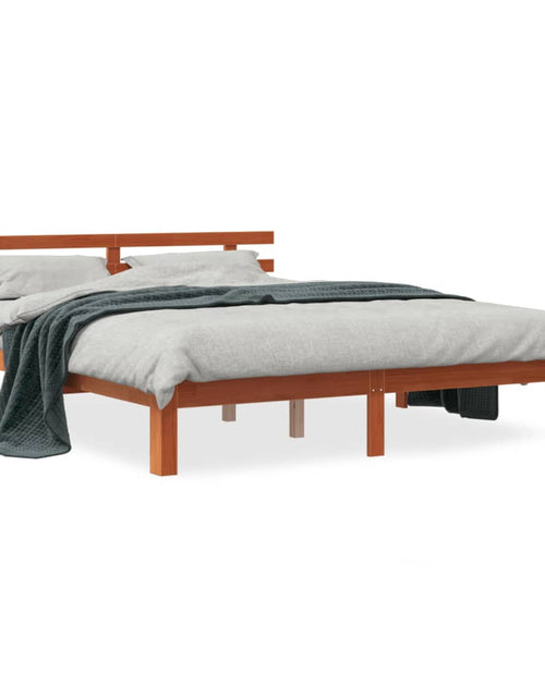 Încărcați imaginea în vizualizatorul Galerie, Cadru de pat cu tăblie, maro ceruit, 160x200 cm, lemn masiv pin - Lando
