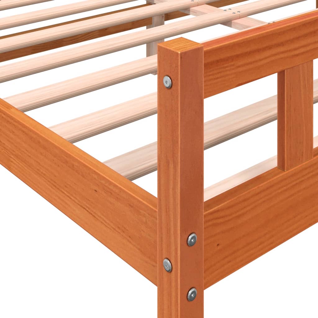 Cadru de pat cu tăblie, maro ceruit, 180x200 cm, lemn masiv pin - Lando