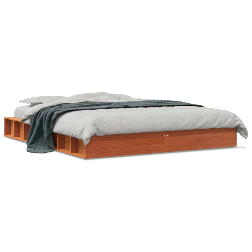 Cadru de pat, maro ceruit, 150x200 cm, lemn masiv de pin - Lando