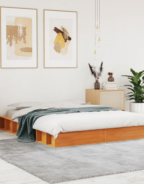 Încărcați imaginea în vizualizatorul Galerie, Cadru de pat, maro ceruit, 140x200 cm, lemn masiv de pin - Lando
