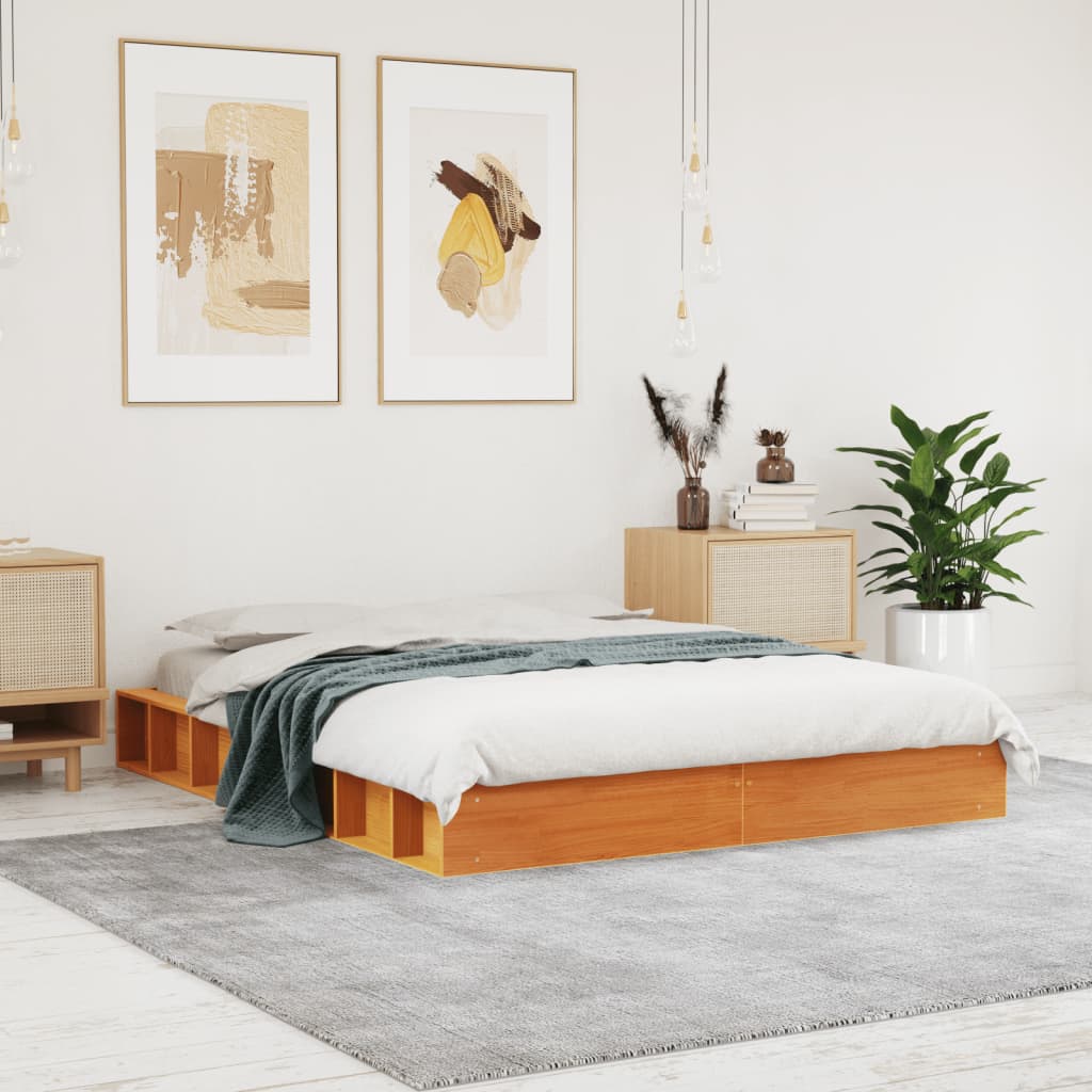 Cadru de pat, maro ceruit, 140x200 cm, lemn masiv de pin - Lando