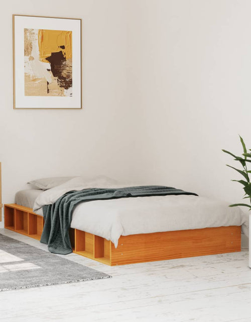 Încărcați imaginea în vizualizatorul Galerie, Cadru de pat, maro ceruit, 100x200 cm, lemn masiv de pin - Lando
