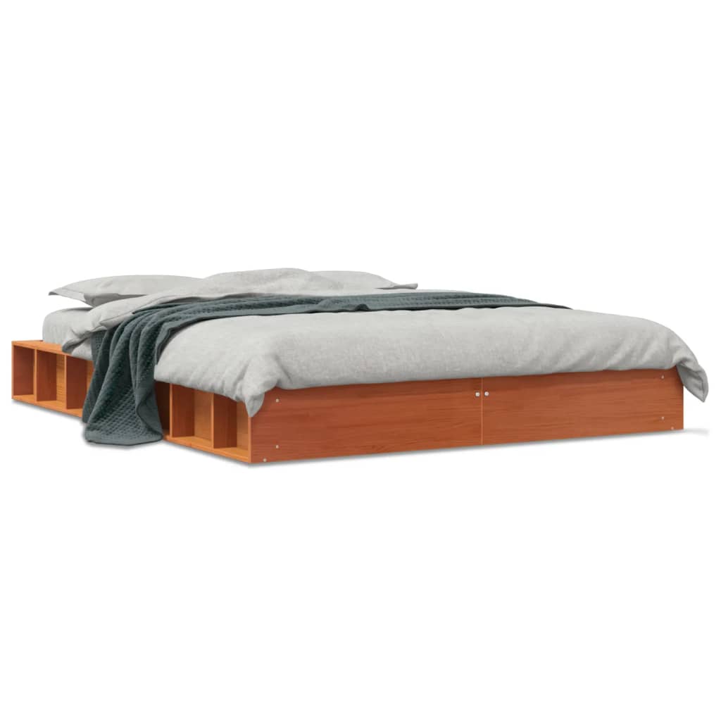 Cadru de pat, maro ceruit, 120x190 cm, lemn masiv de pin - Lando