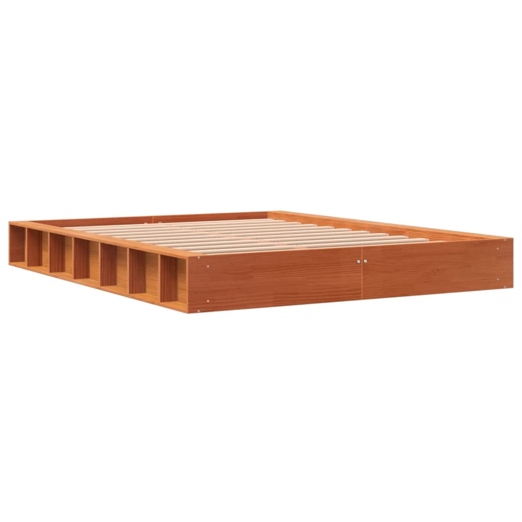Cadru de pat, maro ceruit, 135x190 cm, lemn masiv de pin - Lando