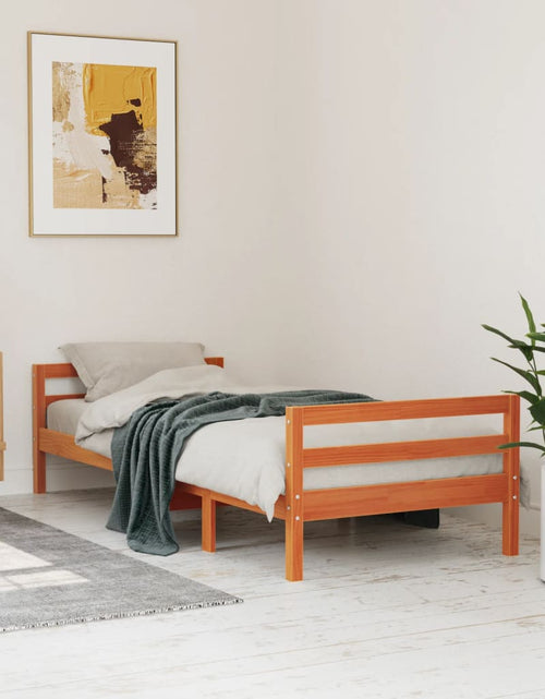 Încărcați imaginea în vizualizatorul Galerie, Cadru de pat, maro ceruit, 90x200 cm, lemn masiv de pin - Lando

