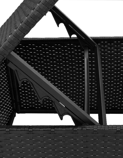 Încărcați imaginea în vizualizatorul Galerie, Taburet de grădină cu pernă, negru, 55x55x37 cm, poliratan - Lando
