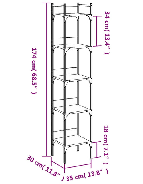 Загрузите изображение в средство просмотра галереи, Bibliotecă 5 niveluri, stejar maro 35x30x174 cm, lemn prelucrat - Lando
