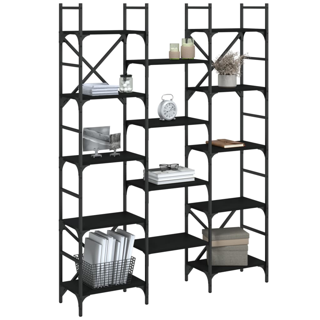 Bibliotecă, negru, 127,5x28,5x172,5 cm, lemn prelucrat - Lando