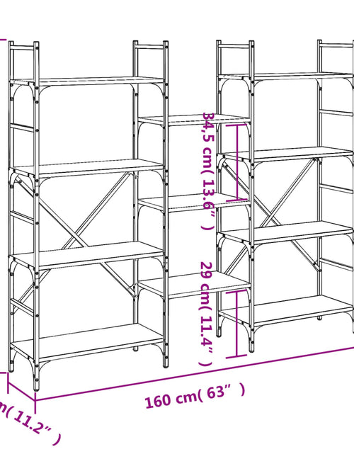 Încărcați imaginea în vizualizatorul Galerie, Bibliotecă, stejar fumuriu, 160x28,5x136,5 cm, lemn prelucrat - Lando
