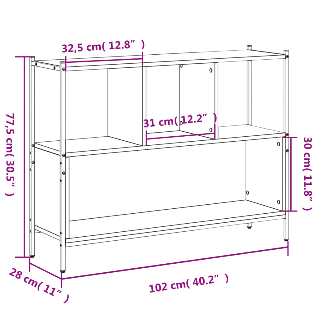 Bibliotecă, stejar sonoma, 102x28x77,5 cm, lemn prelucrat - Lando